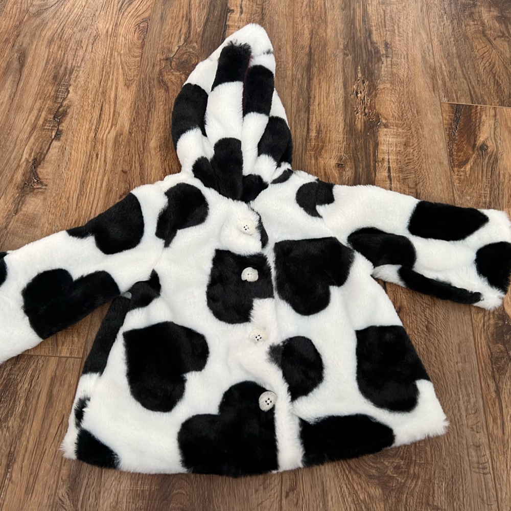 NWT Toddler Girls Faux-Fur Hooded Coat- size 12Mo
